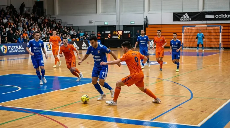 Anzeigetafel einer Futsalhalle mit laufender Live-Quote während eines In-Play-Spiels