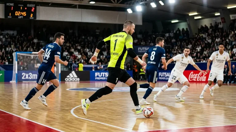 Futsal-Torwart rückt als fliegender Feldspieler in die gegnerische Hälfte vor