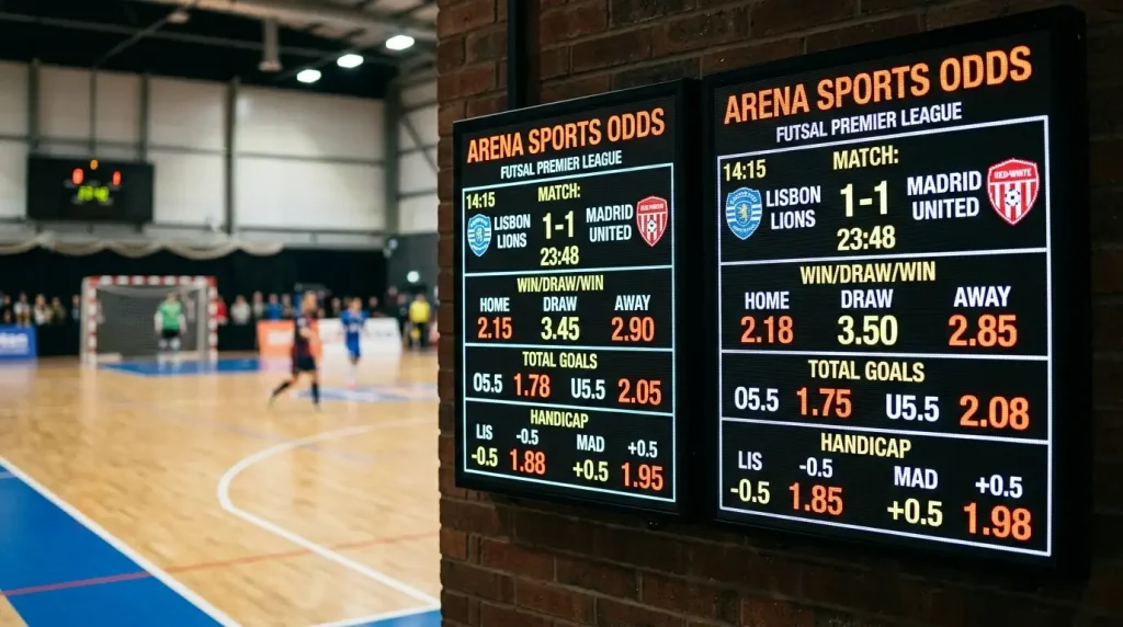Nebeneinander dargestellte Futsal-Quoten verschiedener Anbieter zum direkten Vergleich